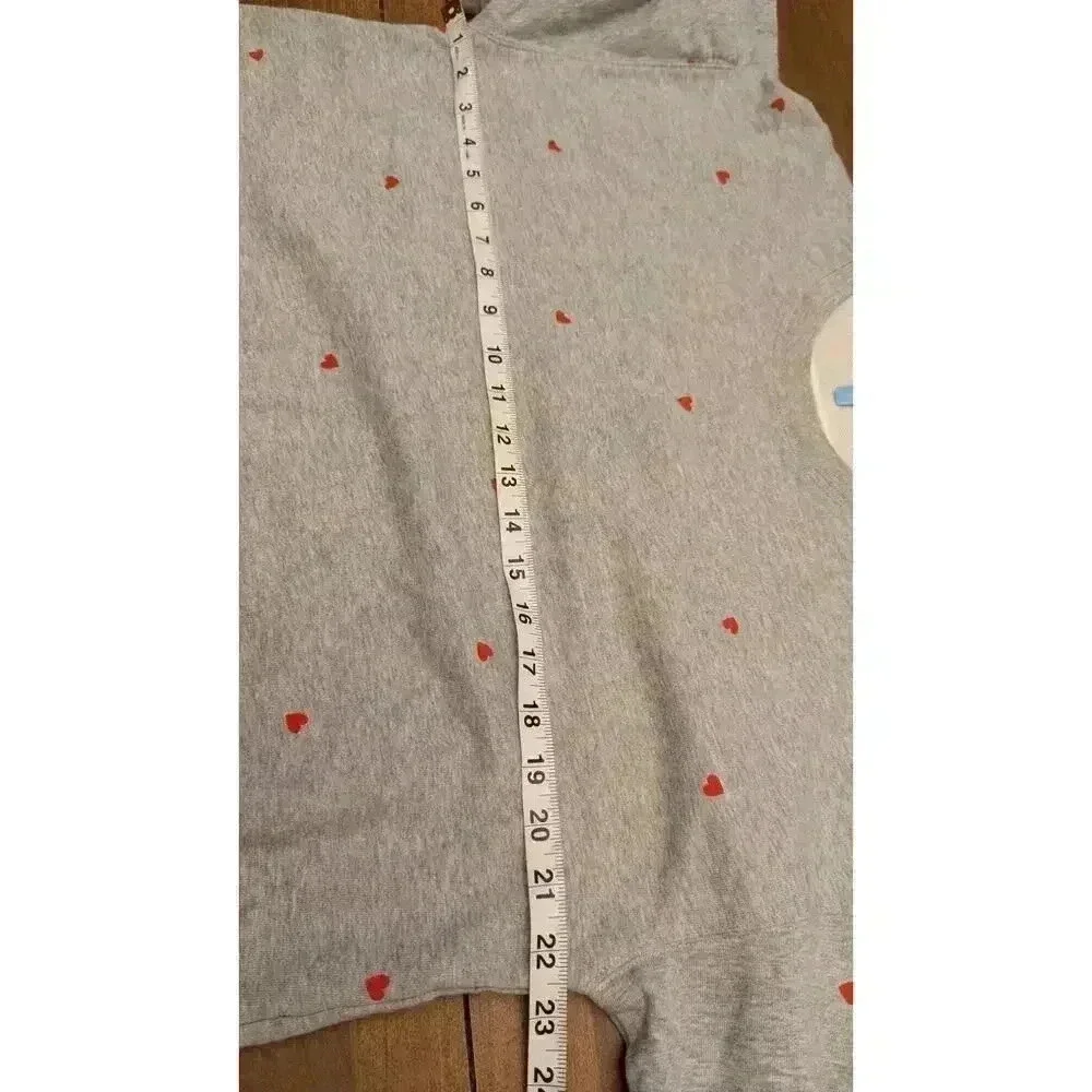 Women's long sweatshirt dress w/ puffed sleeves & small heart print detail XL - Picture 6 of 7